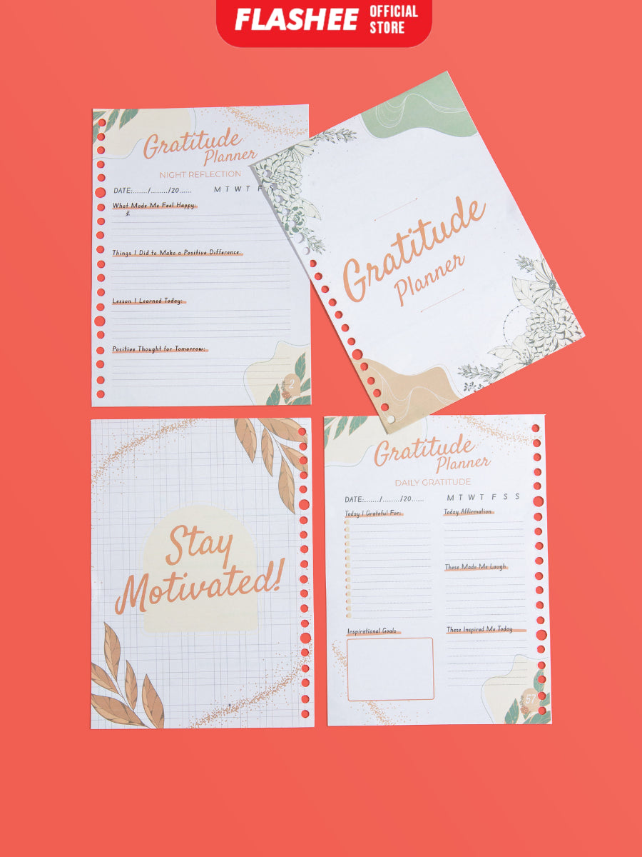 Flashee Loose Leaf Binder Gratitude Planner A5 HVS 100 Gsm Kertas Planner Binder B5 Refill Binder