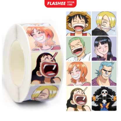 Flashee Stiker Roll Kartun Lucu Isi 500 Lembar Sticker Roll Dekorasi Stiker Memo Motif Cartoon