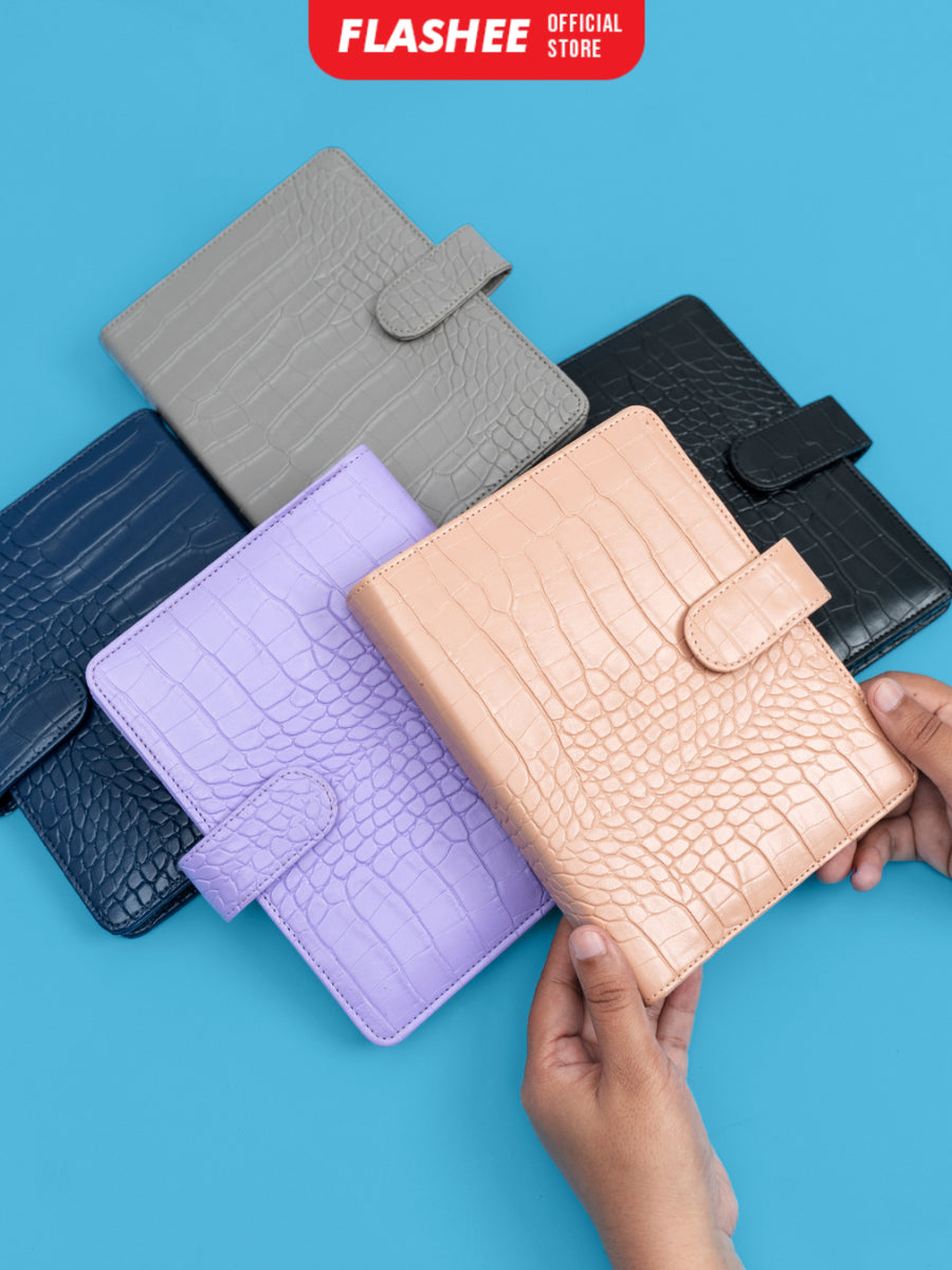 Flashee Binder Polos Phoebe A6 Eksklusif Croco A6 6 Ring Agenda A6 Croco 6 Ring  Binder A6 Organizer