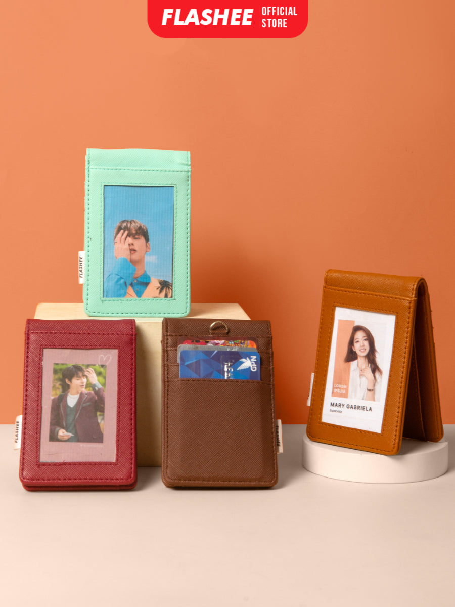 Flashee ID Card Holder Magnet Tabby Lanyard Magnet Name Tag Kulit Termurah Berkualitas PU Leather