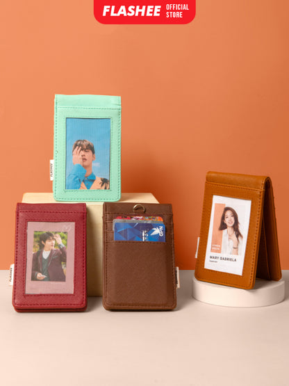 Flashee ID Card Holder Magnet Tabby Lanyard Magnet Name Tag Kulit Termurah Berkualitas PU Leather
