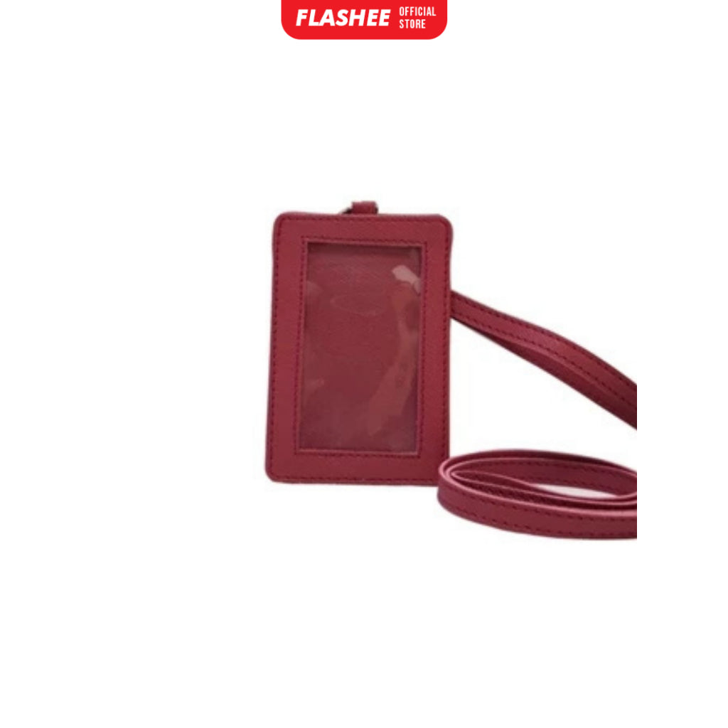 Flashee Name Tag ID Card Holder Kulit Cole Lanyard Termurah Berkualitas PU Leather Lanyard NameTag