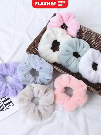 Flashee Ikat Rambut Korea Scrunchie Hijab Kunciran Lingkar Besar Bulu Cepol Aksesoris Rambut Fashion