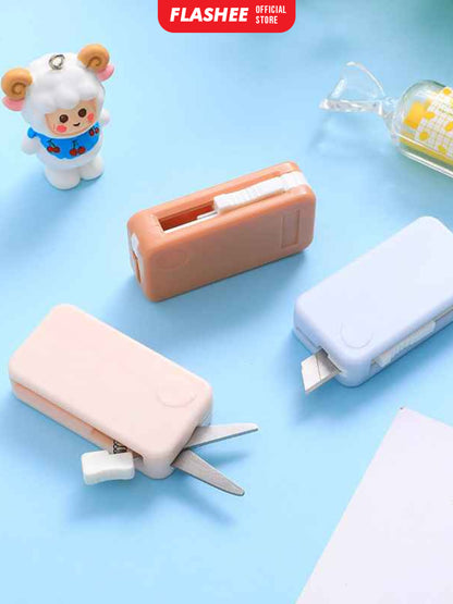 Flashee Cutter Gunting 2 In 1 Portable Pemotong Lucu Gunting Mini Lipat Stainless Steel Pisau Cutter