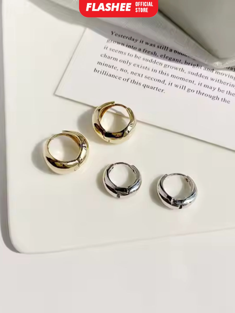 Flashee Anting Ring Wanita Tammara Titanium Gold Silver Simplicity Fashion Korean Anting Stud Earing