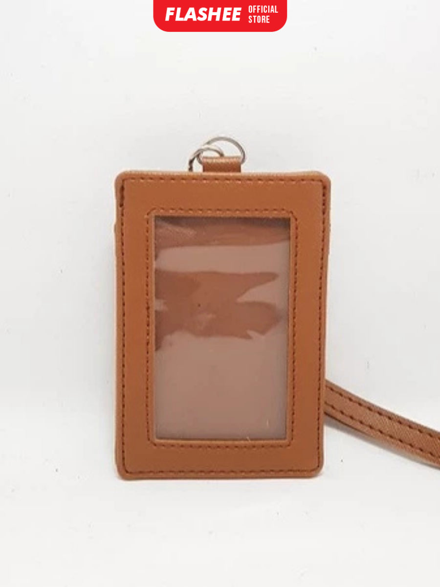 Flashee Name Tag ID Card Holder Kulit Cole Lanyard Termurah Berkualitas PU Leather Lanyard NameTag