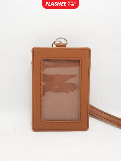 Flashee Name Tag ID Card Holder Kulit Cole Lanyard Termurah Berkualitas PU Leather Lanyard NameTag