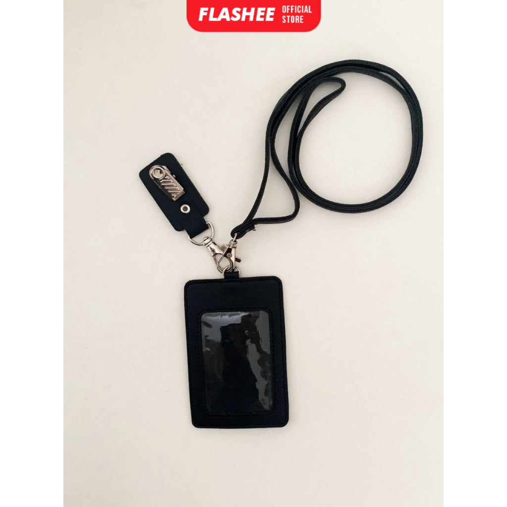 Flashee Lanyard ID Card Holder Oscar Kulit Termasuk Tali Dan Penjepit Name Tag Custom Nama Logo