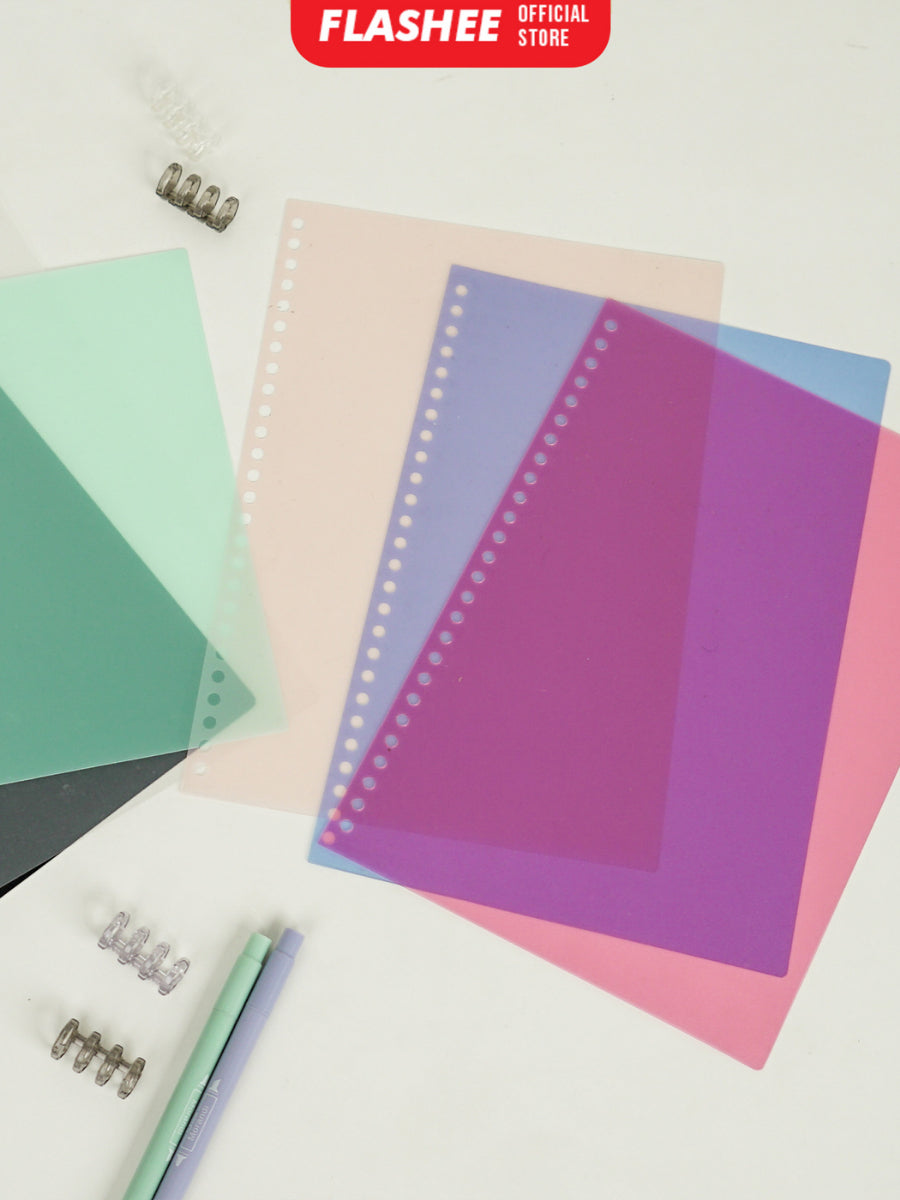 Flashee Cover Sampul loose Leaf Ukuran A4 B5 A5 Cover Binder Warna Transparan Plastik PP Lentur