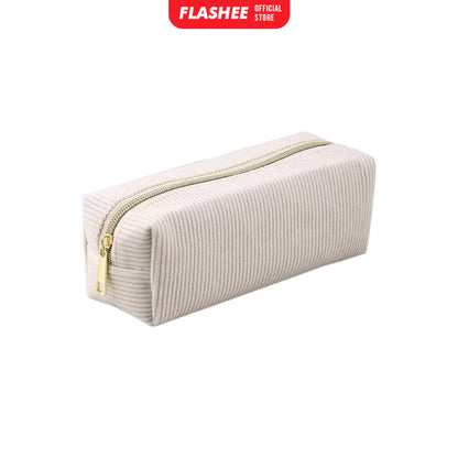 Flashee Tempat Pensil Anak Kotak Pensil Sleting Corduroy Pouch Makeup Aesthetic