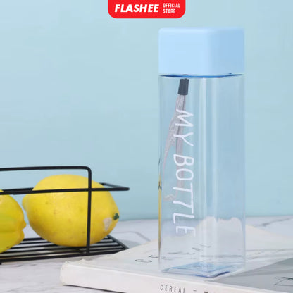 Flashee My Bottle Kotak Botol Minum Transparan 500ml Botol Persegi Plastik