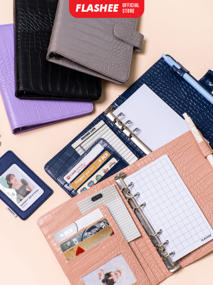 Flashee Binder Polos Phoebe A6 Eksklusif Croco A6 6 Ring Agenda A6 Croco 6 Ring  Binder A6 Organizer
