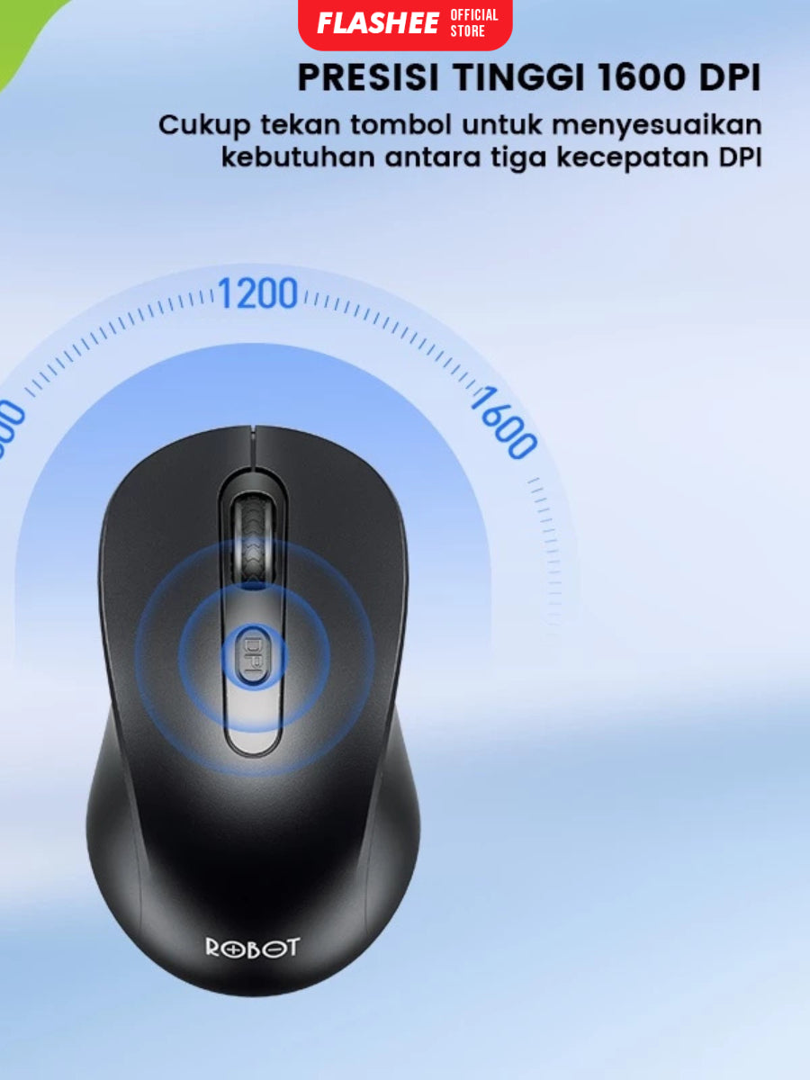 Flashee Mouse Laptop Wireless Robot M206 Mouse Laptop Tanpa Kabel