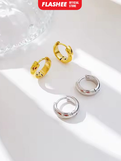 Flashee Anting Ring Wanita Tammara Titanium Gold Silver Simplicity Fashion Korean Anting Stud Earing