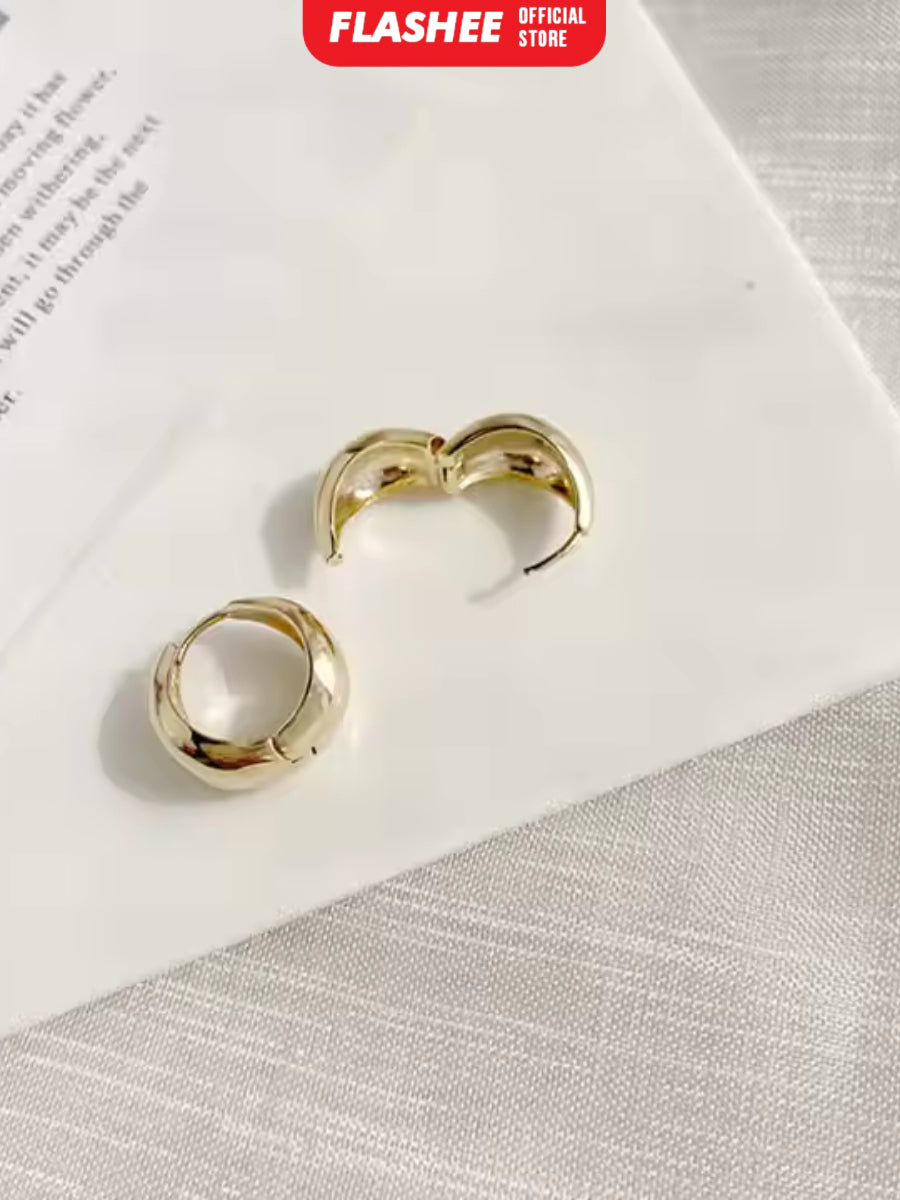 Flashee Anting Ring Wanita Tammara Titanium Gold Silver Simplicity Fashion Korean Anting Stud Earing