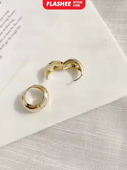 Flashee Anting Ring Wanita Tammara Titanium Gold Silver Simplicity Fashion Korean Anting Stud Earing