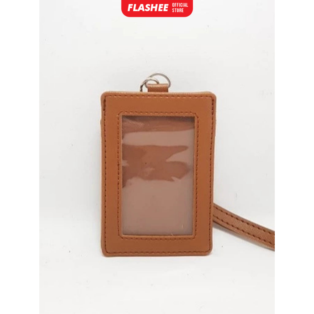 Flashee Name Tag ID Card Holder Kulit Cole Lanyard Termurah Berkualitas PU Leather Lanyard NameTag