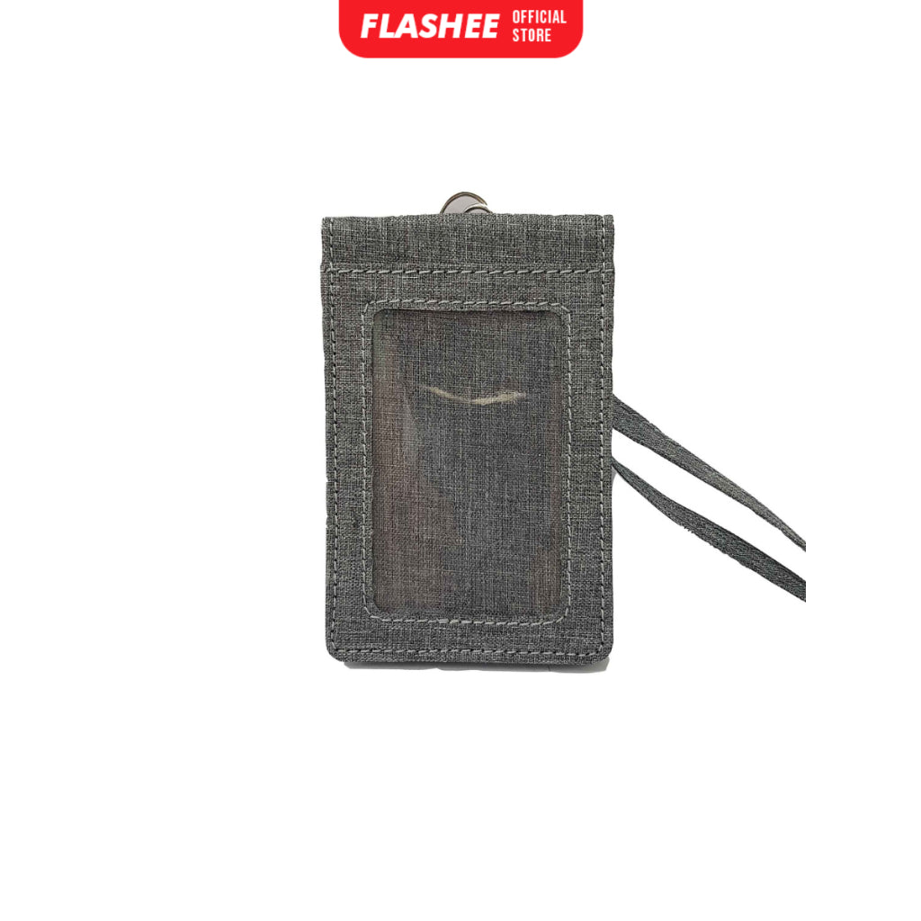 Flashee Lanyard ID Card Holder Brooklyn Name Tag Kancing Dua Sisi Plastik Kain Kanvas