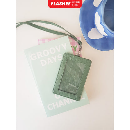 Flashee Name Tag Nayra Lanyard Croco ID Card Holder Crocodile Kulit Lanyard Berkualitas PU Leather