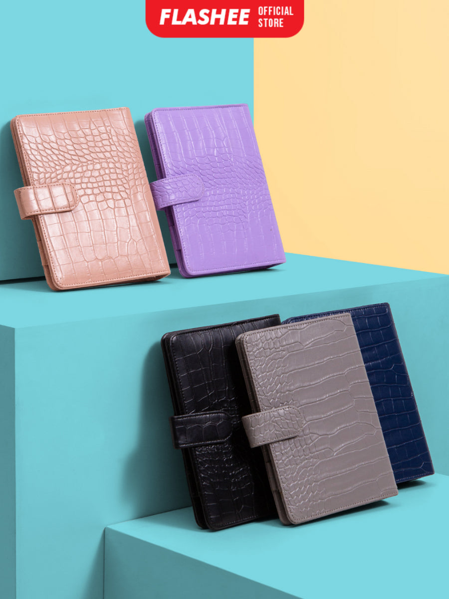Flashee Binder Polos Phoebe A6 Eksklusif Croco A6 6 Ring Agenda A6 Croco 6 Ring  Binder A6 Organizer