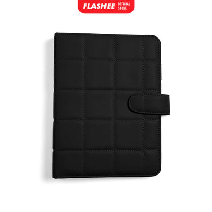 Flashee Binder Polos Eksklusif A5 Puffy 20 Ring Buku Agenda Kulit Sintetis PU Leather Binder Polos