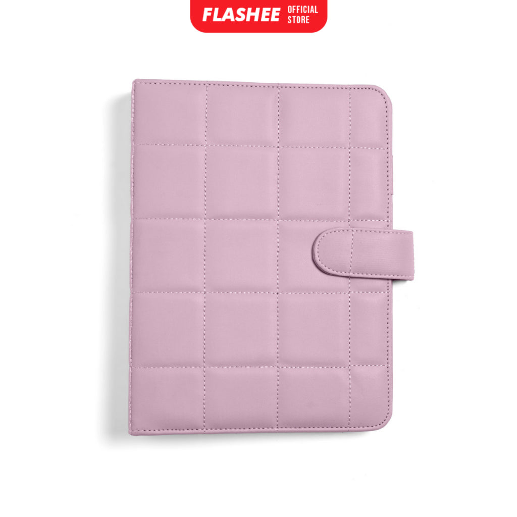 Flashee Binder Polos Eksklusif A5 Puffy 20 Ring Buku Agenda Kulit Sintetis PU Leather Binder Polos