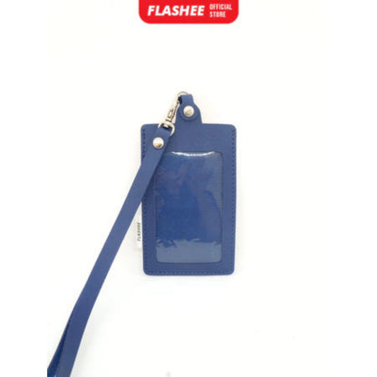 Flashee Name Tag Kulit ID Card Holder Kancing Dean Lanyard Mika Satu Sisi NameTag Kulit Kancing