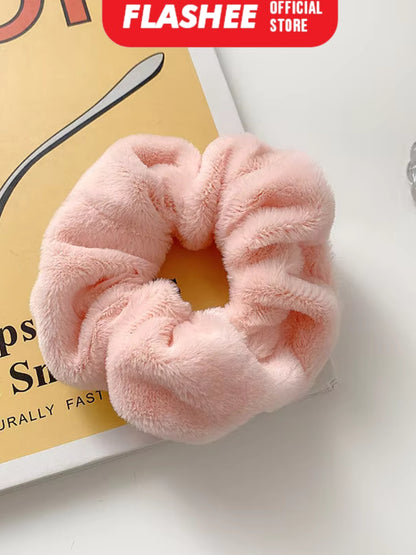 Flashee Ikat Rambut Korea Scrunchie Hijab Kunciran Lingkar Besar Bulu Cepol Aksesoris Rambut Fashion