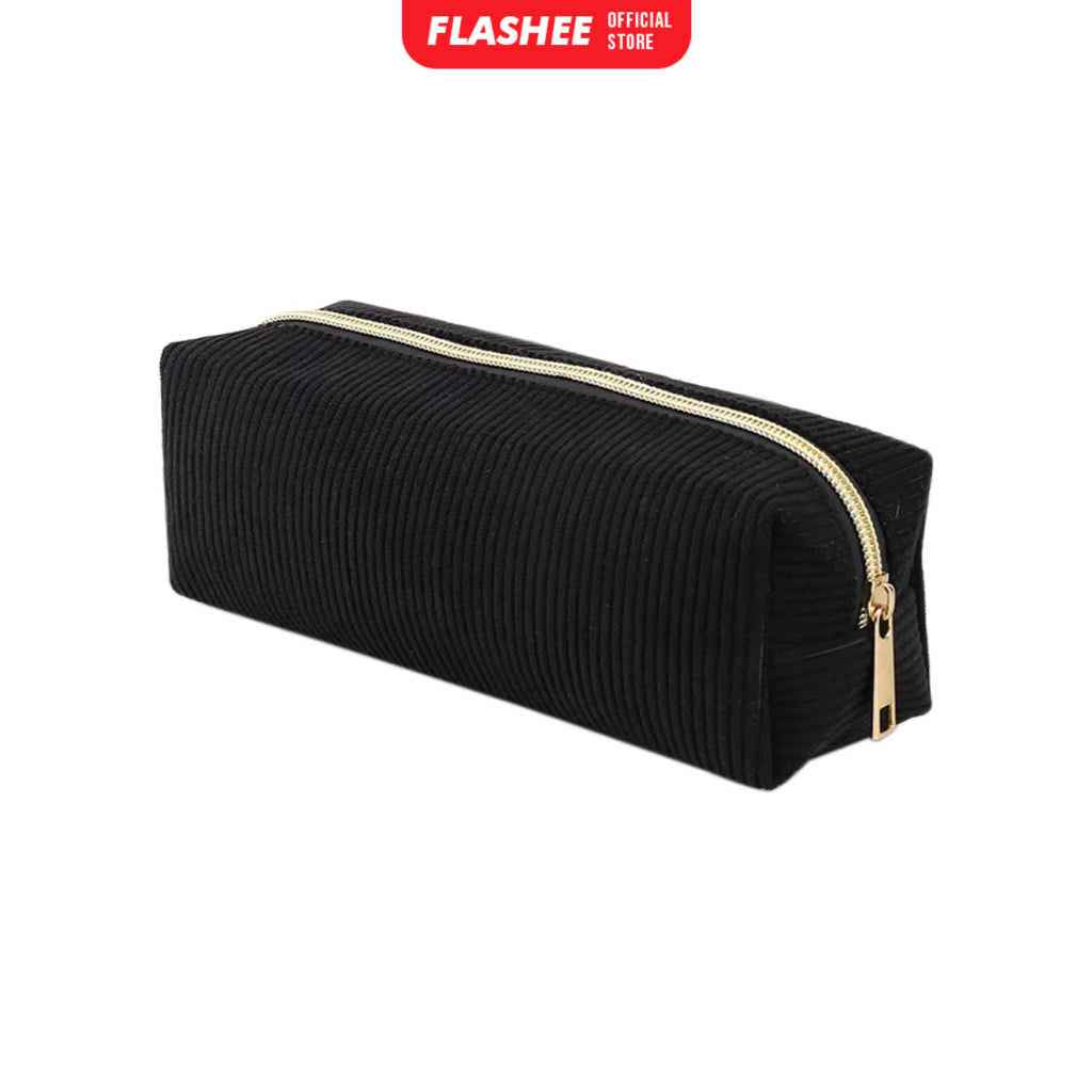 Flashee Tempat Pensil Anak Kotak Pensil Sleting Corduroy Pouch Makeup Aesthetic