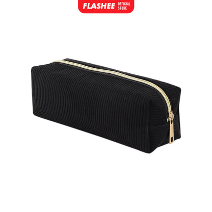 Flashee Tempat Pensil Anak Kotak Pensil Sleting Corduroy Pouch Makeup Aesthetic