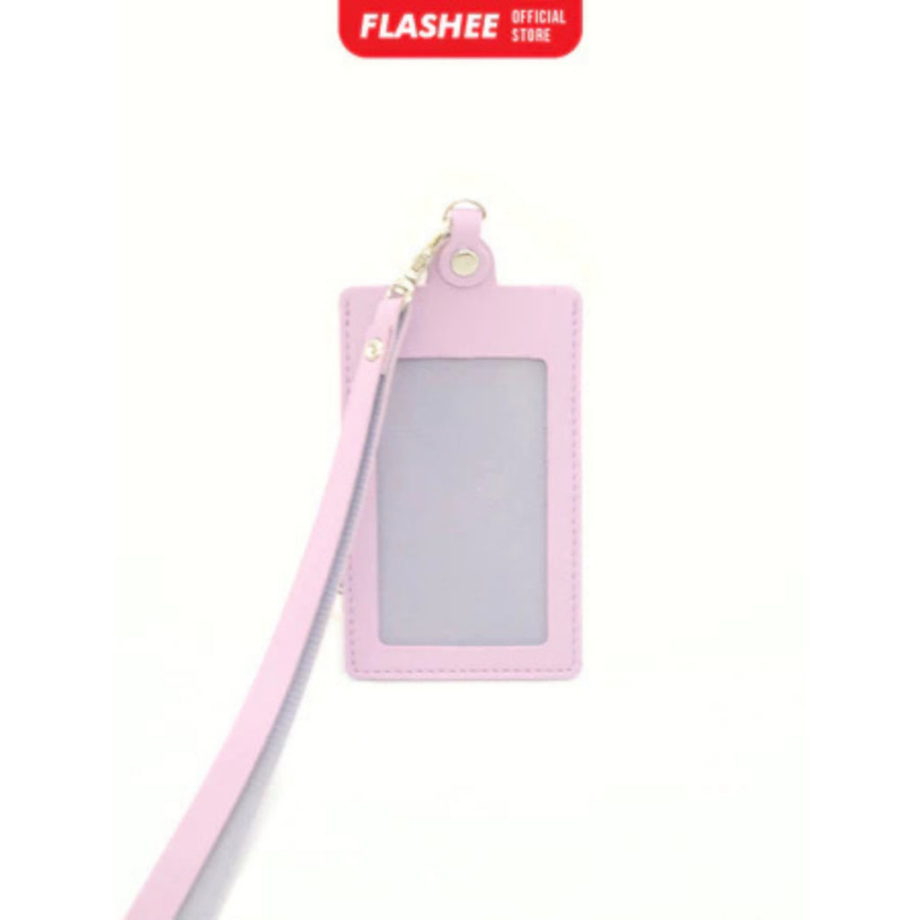 Flashee Name Tag Kulit ID Card Holder Kancing Dean Lanyard Mika Satu Sisi NameTag Kulit Kancing