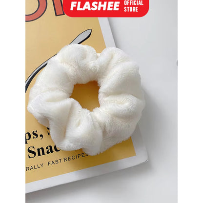 Flashee Ikat Rambut Korea Scrunchie Hijab Kunciran Lingkar Besar Bulu Cepol Aksesoris Rambut Fashion