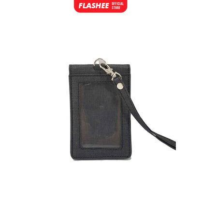 Flashee Lanyard ID Card Holder Brooklyn Name Tag Kancing Dua Sisi Plastik Kain Kanvas