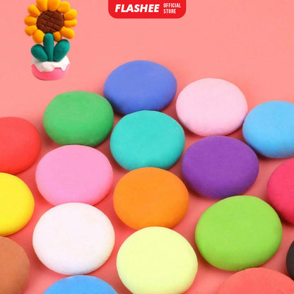 Flashee Clay Mainan Anak Isi 12 Pcs Clay Warna Lilin Plastilin Mainan Edukasi Anak