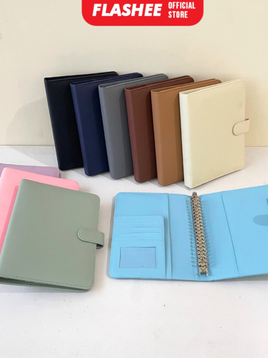 Flashee Binder Kulit Polos Premium A5 20 Ring Cover Buku Agenda Kuliah