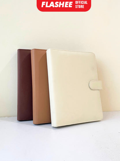 Flashee Binder Kulit Polos Premium A5 20 Ring Cover Buku Agenda Kuliah