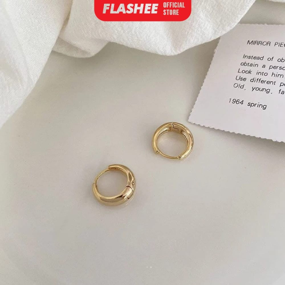 Flashee Anting Ring Wanita Tammara Titanium Gold Silver Simplicity Fashion Korean Anting Stud Earing