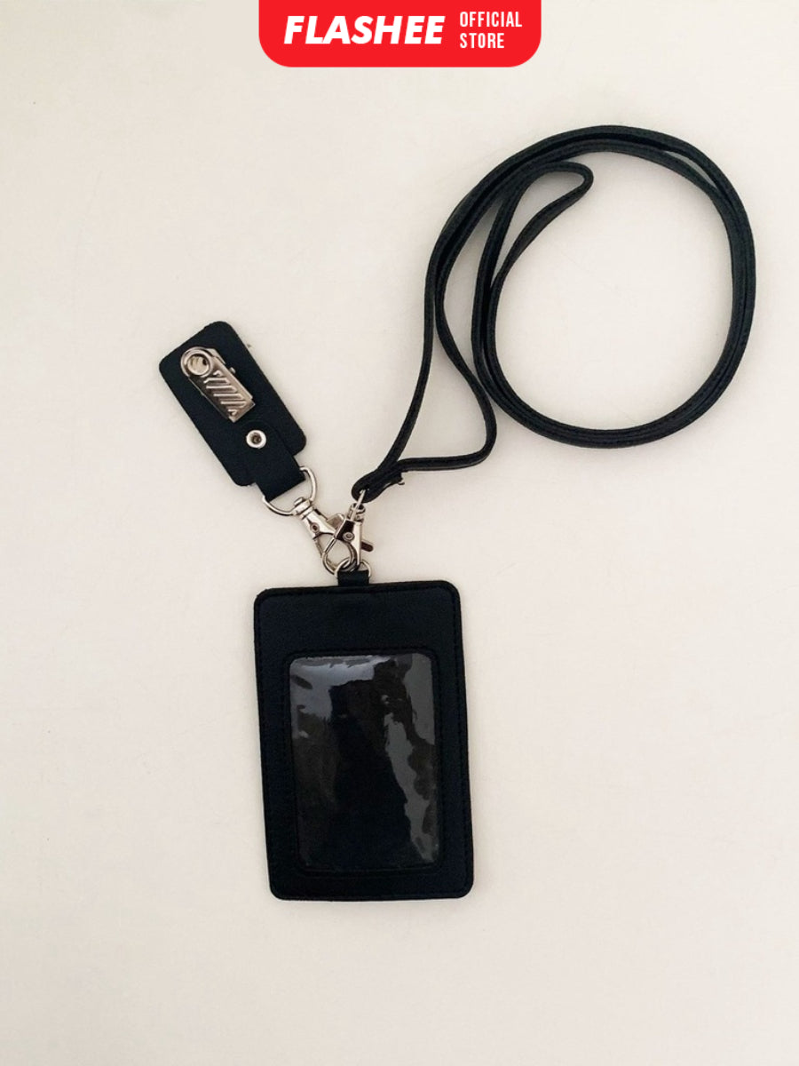 Flashee Lanyard ID Card Holder Oscar Kulit Termasuk Tali Dan Penjepit Name Tag Custom Nama Logo