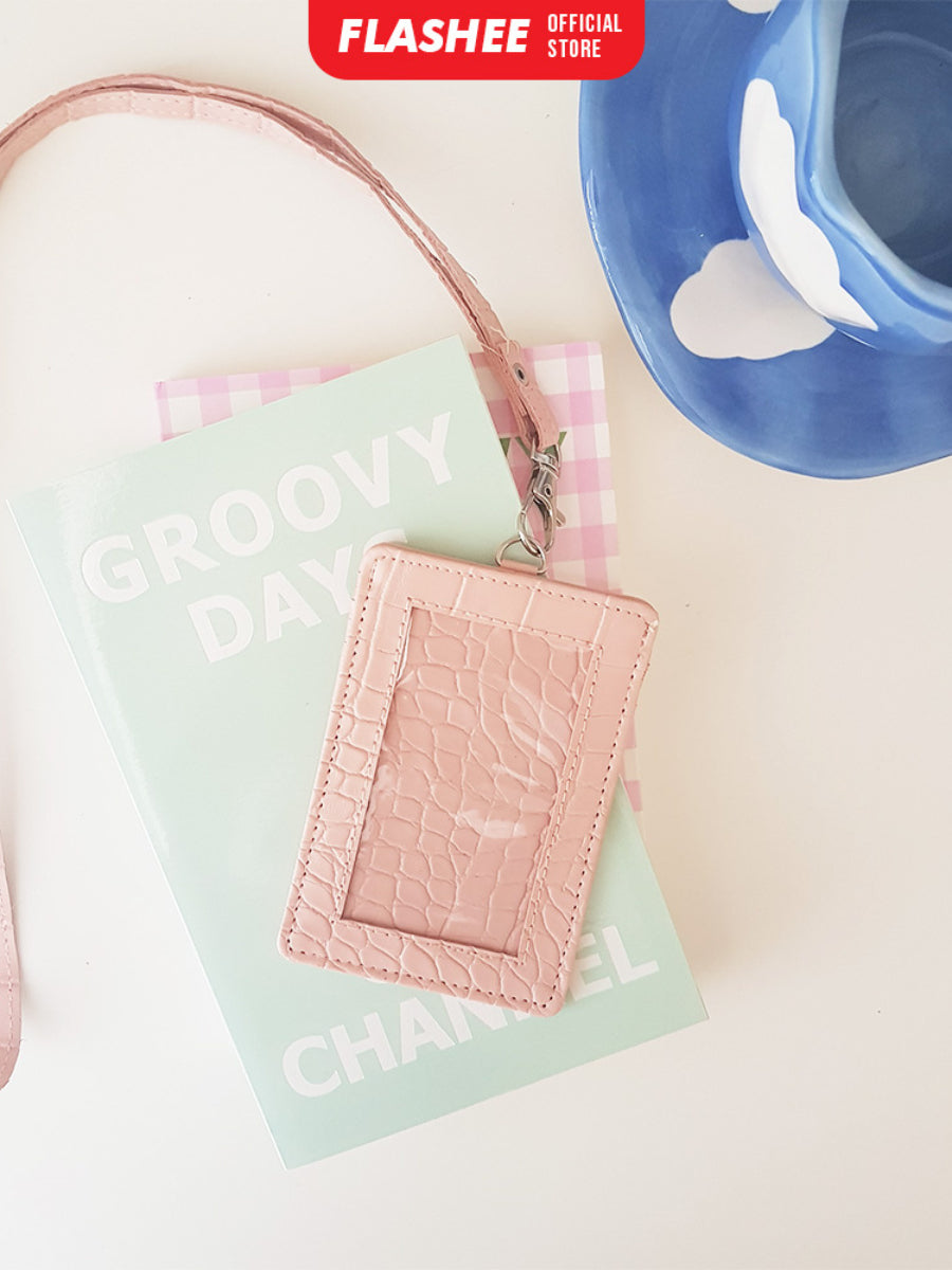 Flashee Name Tag Nayra Lanyard Croco ID Card Holder Crocodile Kulit Lanyard Berkualitas PU Leather