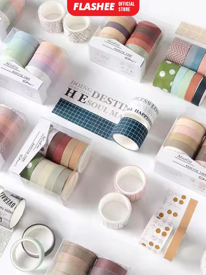 Flashee 10 Rolls Washi Tape Deco Masking Tape Jurnal DIY Scrapbook