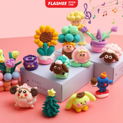 Flashee Clay Mainan Anak Isi 12 Pcs Clay Warna Lilin Plastilin Mainan Edukasi Anak