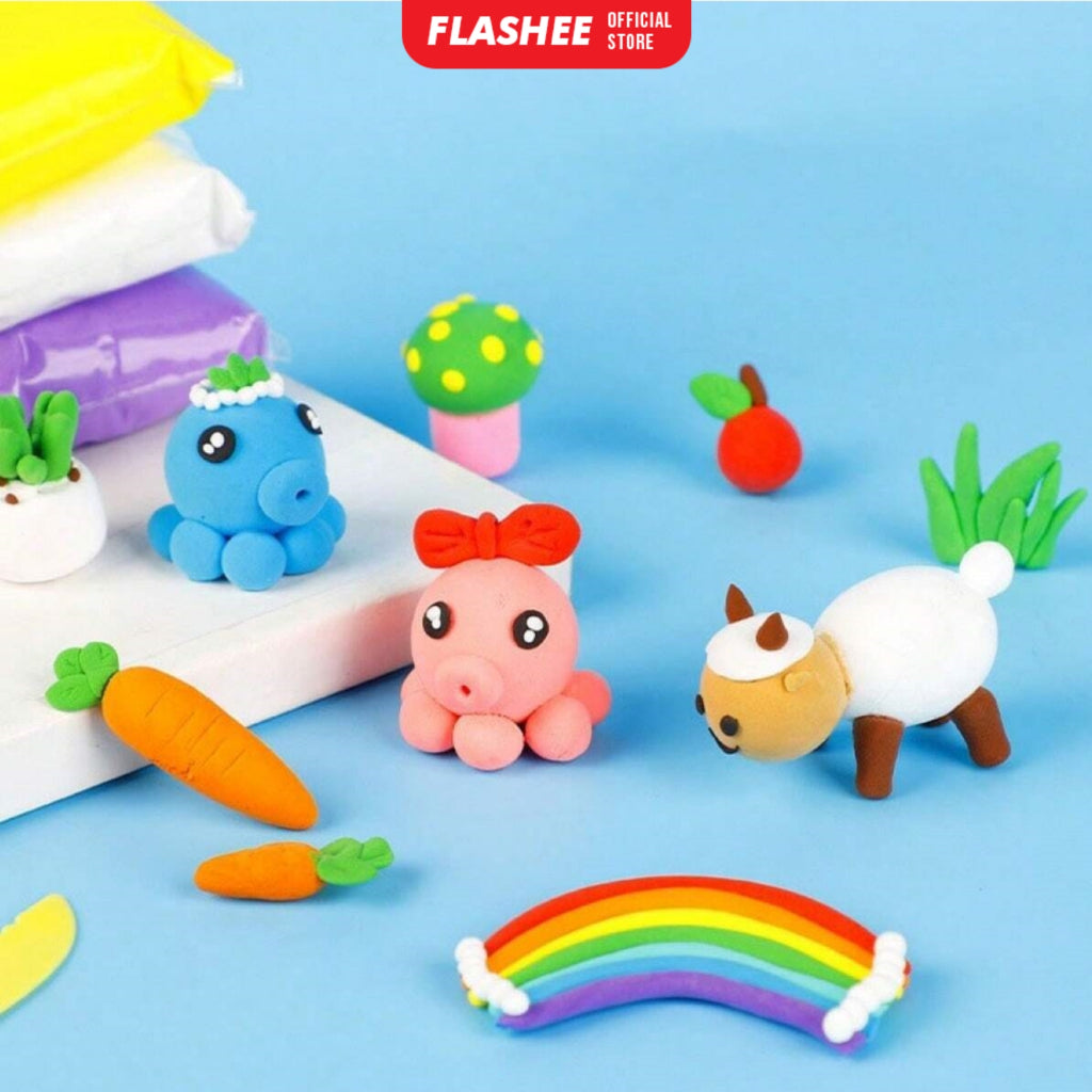 Flashee Clay Mainan Anak Isi 12 Pcs Clay Warna Lilin Plastilin Mainan Edukasi Anak