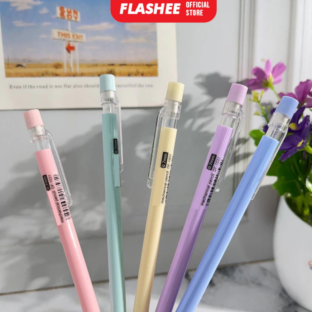 Flashee Pensil Cetek Mekanik 0,7 MM Pastel Makaron Mechanical Pencil Graphite Lead Automatic