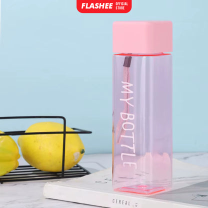 Flashee My Bottle Kotak Botol Minum Transparan 500ml Botol Persegi Plastik