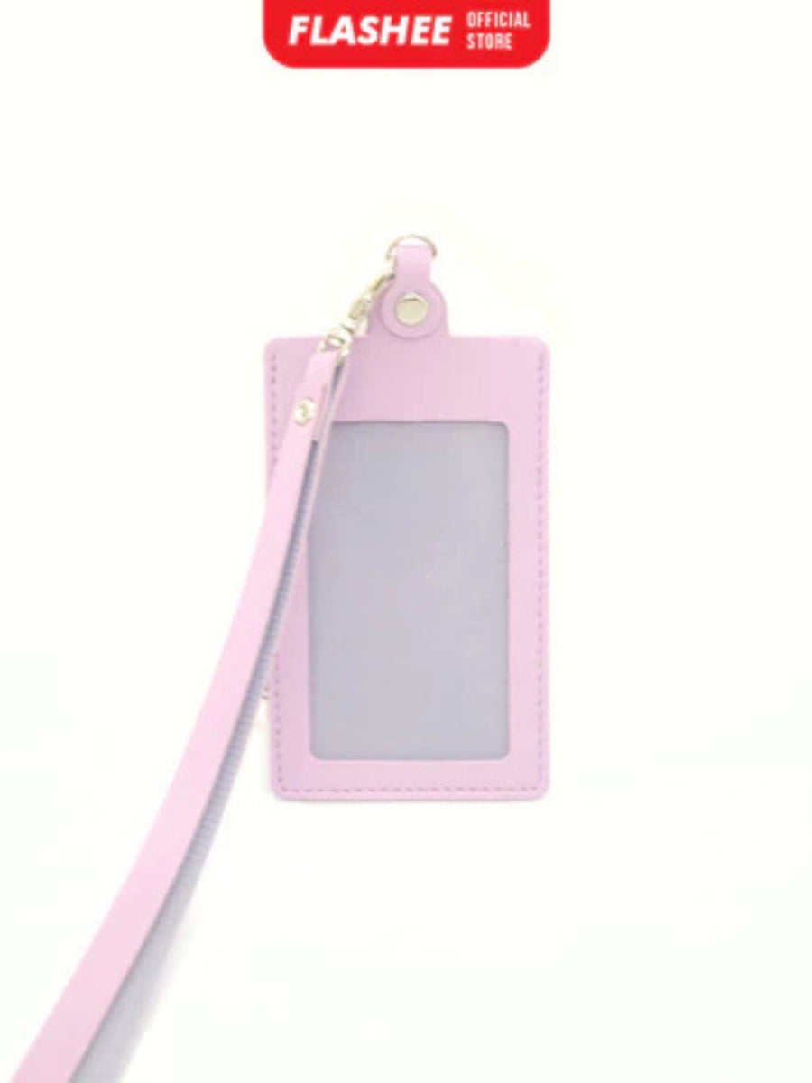 Flashee Name Tag Kulit ID Card Holder Kancing Dean Lanyard Mika Satu Sisi NameTag Kulit Kancing