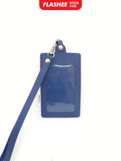 Flashee Name Tag Kulit ID Card Holder Kancing Dean Lanyard Mika Satu Sisi NameTag Kulit Kancing