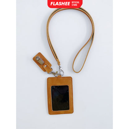 Flashee Lanyard ID Card Holder Oscar Kulit Termasuk Tali Dan Penjepit Name Tag Custom Nama Logo
