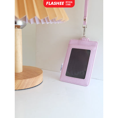 Flashee Name Tag Kulit Tanner ID Card Kulit Holder Penutup Kancing Lanyard Termurah PU Leather