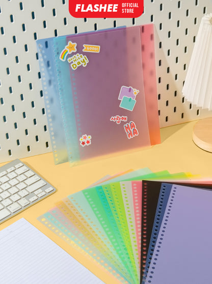 Flashee Cover Sampul loose Leaf Ukuran A4 B5 A5 Cover Binder Warna Transparan Plastik PP Lentur
