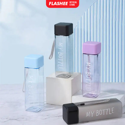 Flashee My Bottle Kotak Botol Minum Transparan 500ml Botol Persegi Plastik
